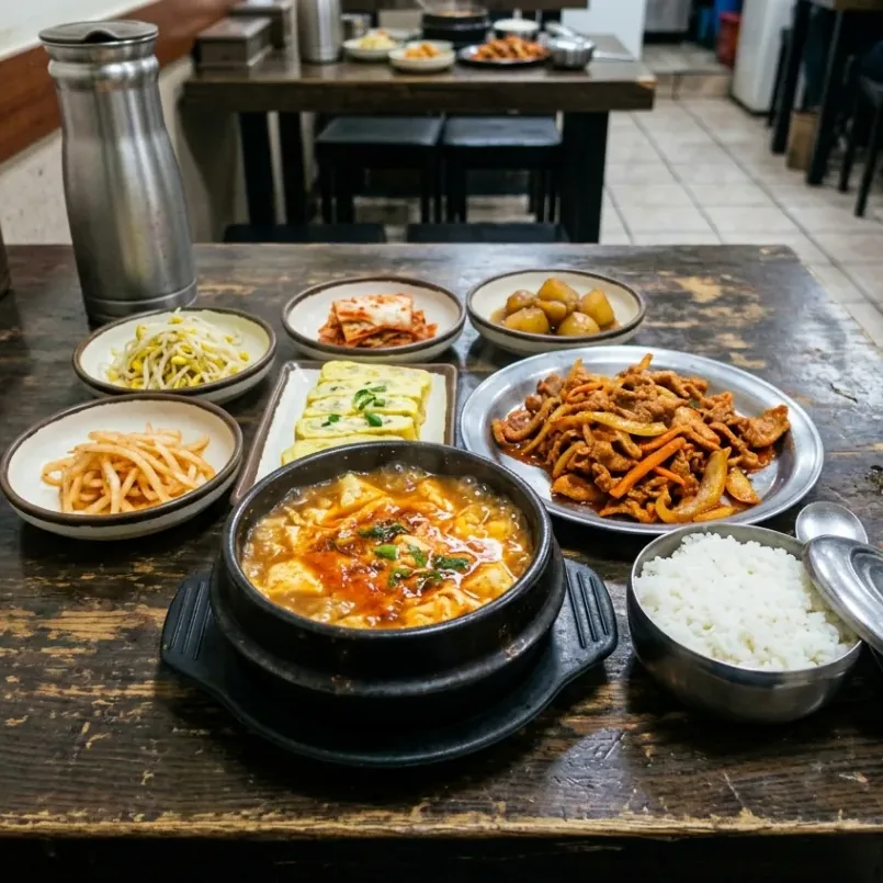 잘라내고 나니 반찬 그릇과 수저가 안 보여요